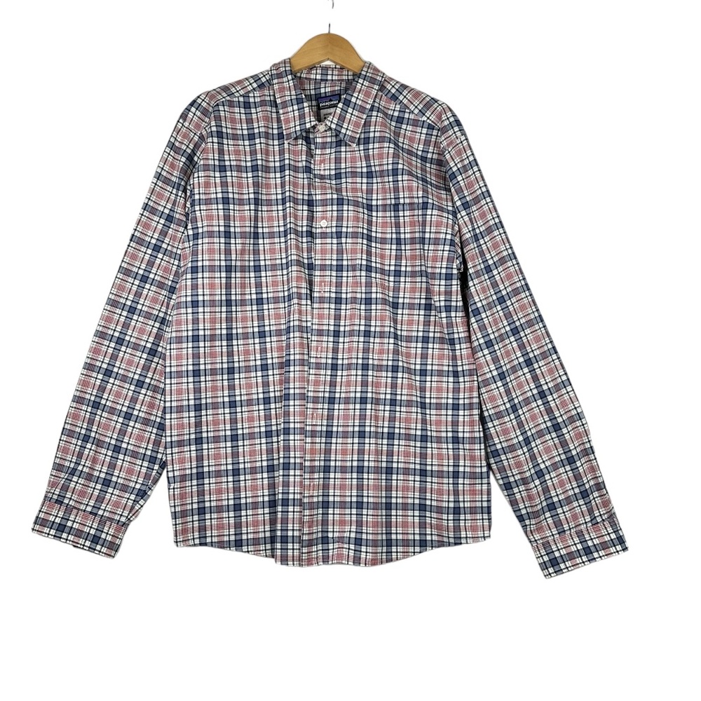 Patagonia Men's Long-Sleeved Fezzman Shirt Blue/Red Plaid 53935 Size XL